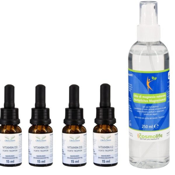 Set completo muscoli e ossa con vitamina D3, K2 e olio di magnesio
