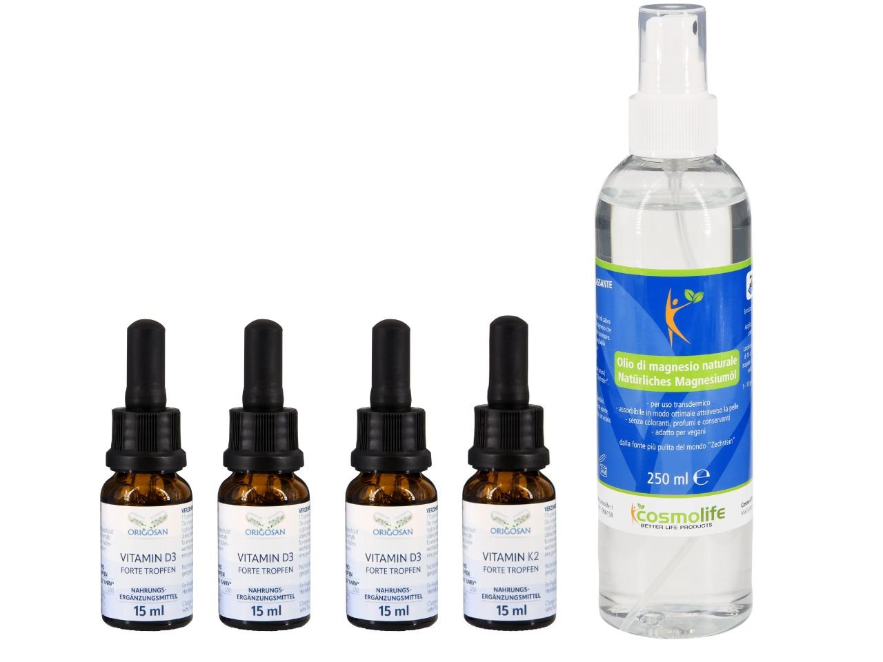 3musketiere ohne Set completo muscoli e ossa con vitamina D3, K2 e olio di magnesio